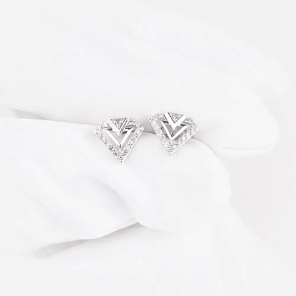 Серьги с бриллиантами из белого золота 585 пробы 2