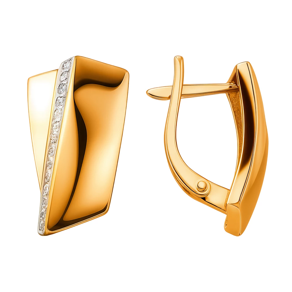 Серьги с бриллиантами из красного золота 585 пробы