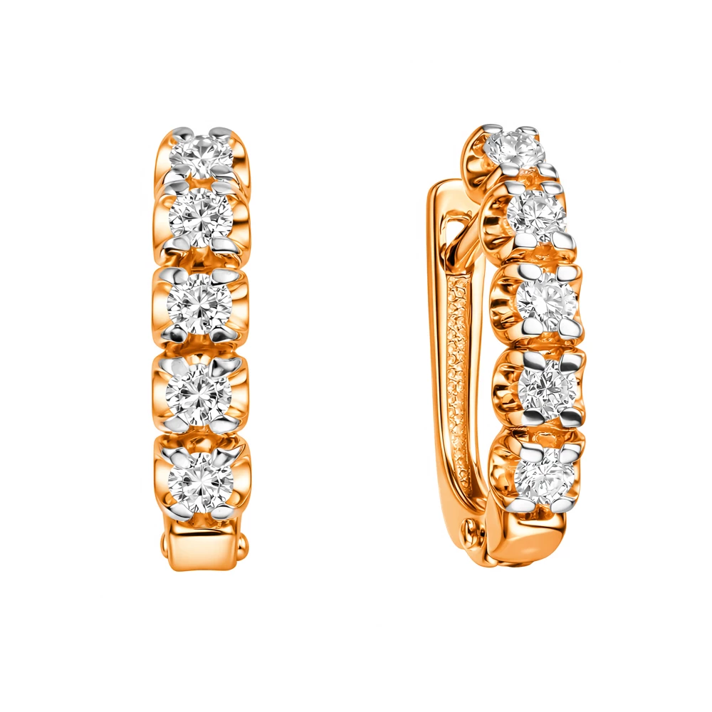 Серьги с бриллиантами из красного золота 585 пробы