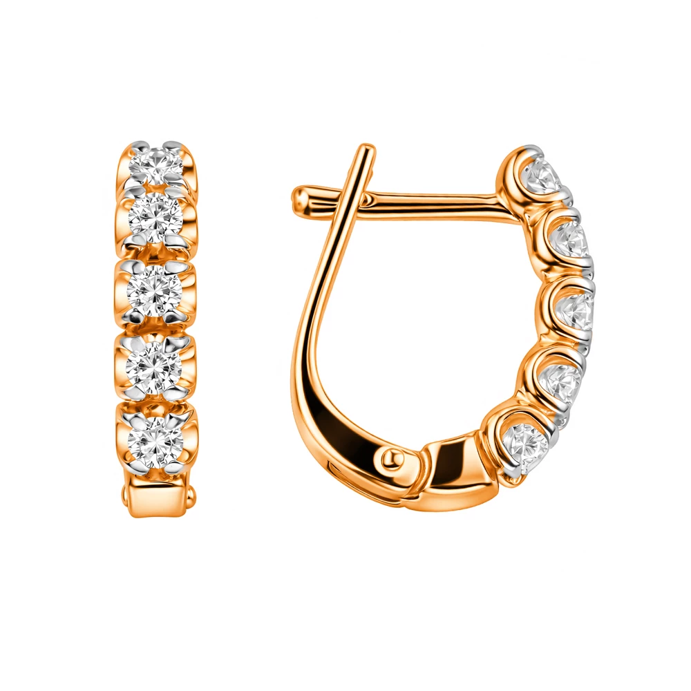 Серьги с бриллиантами из красного золота 585 пробы