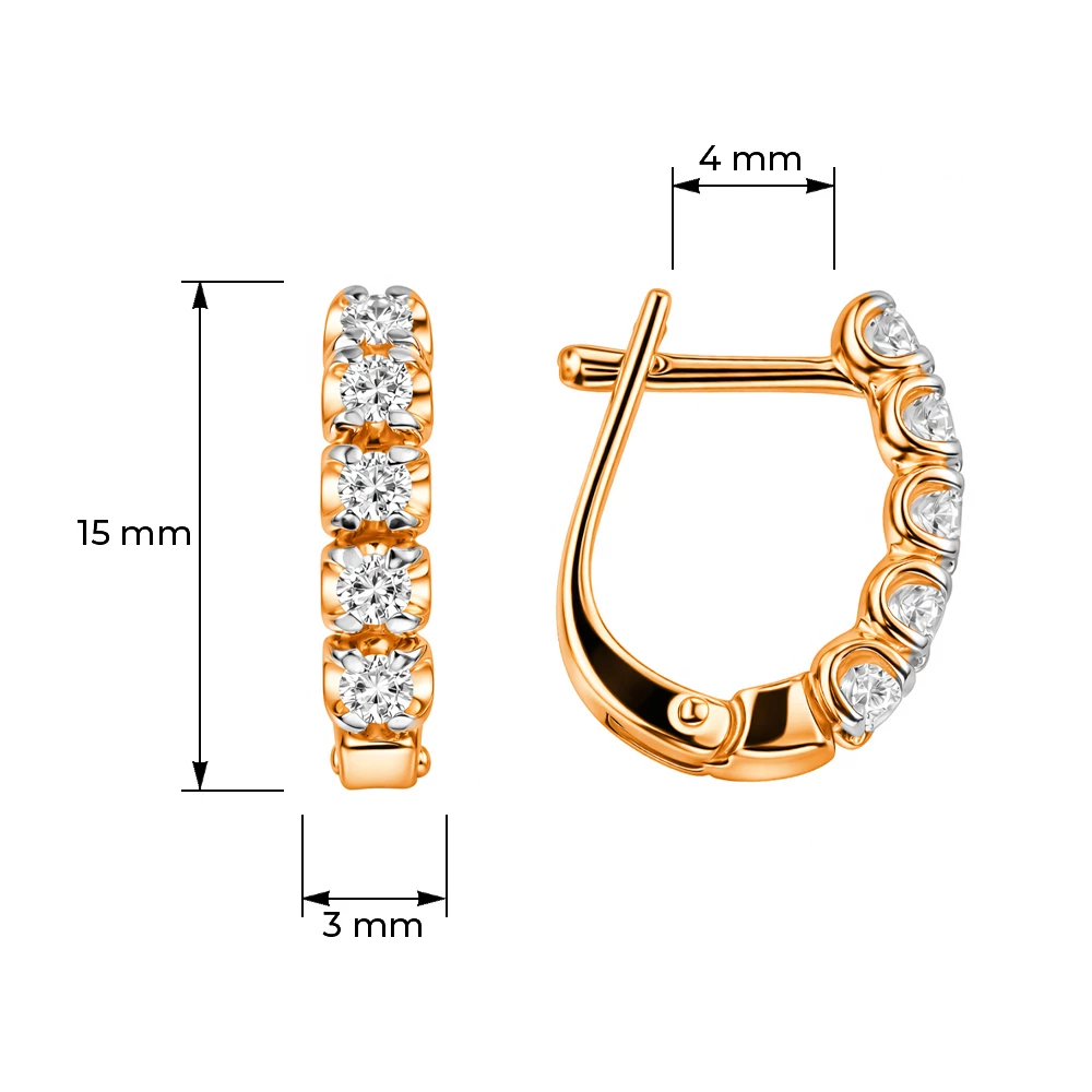 Серьги с бриллиантами из красного золота 585 пробы