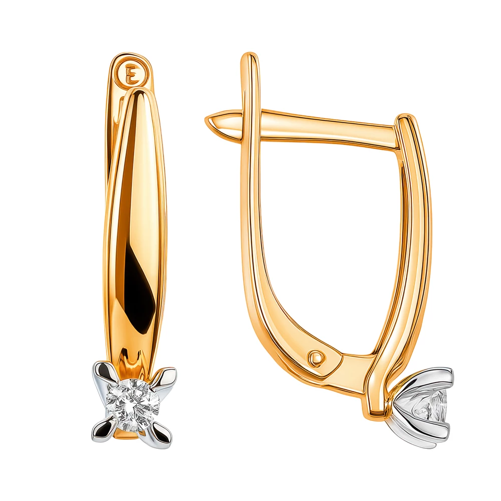 Серьги с бриллиантами из красного золота 585 пробы