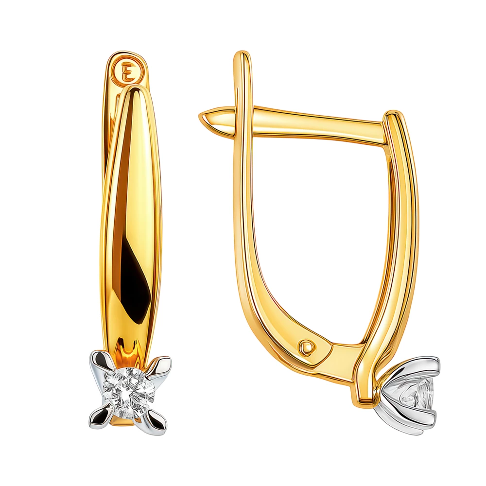 Серьги с бриллиантами из красного золота 585 пробы