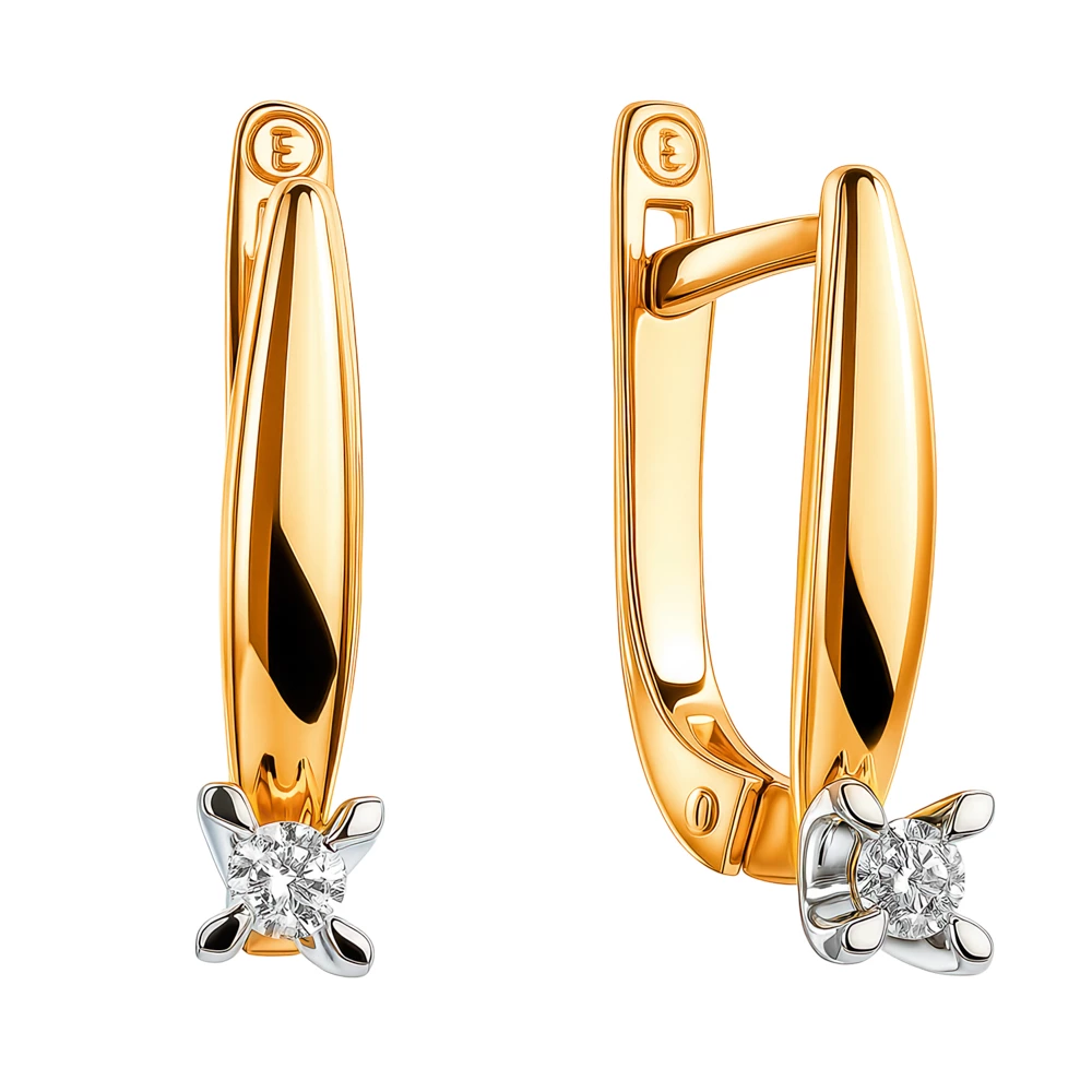 Серьги с бриллиантами из красного золота 585 пробы