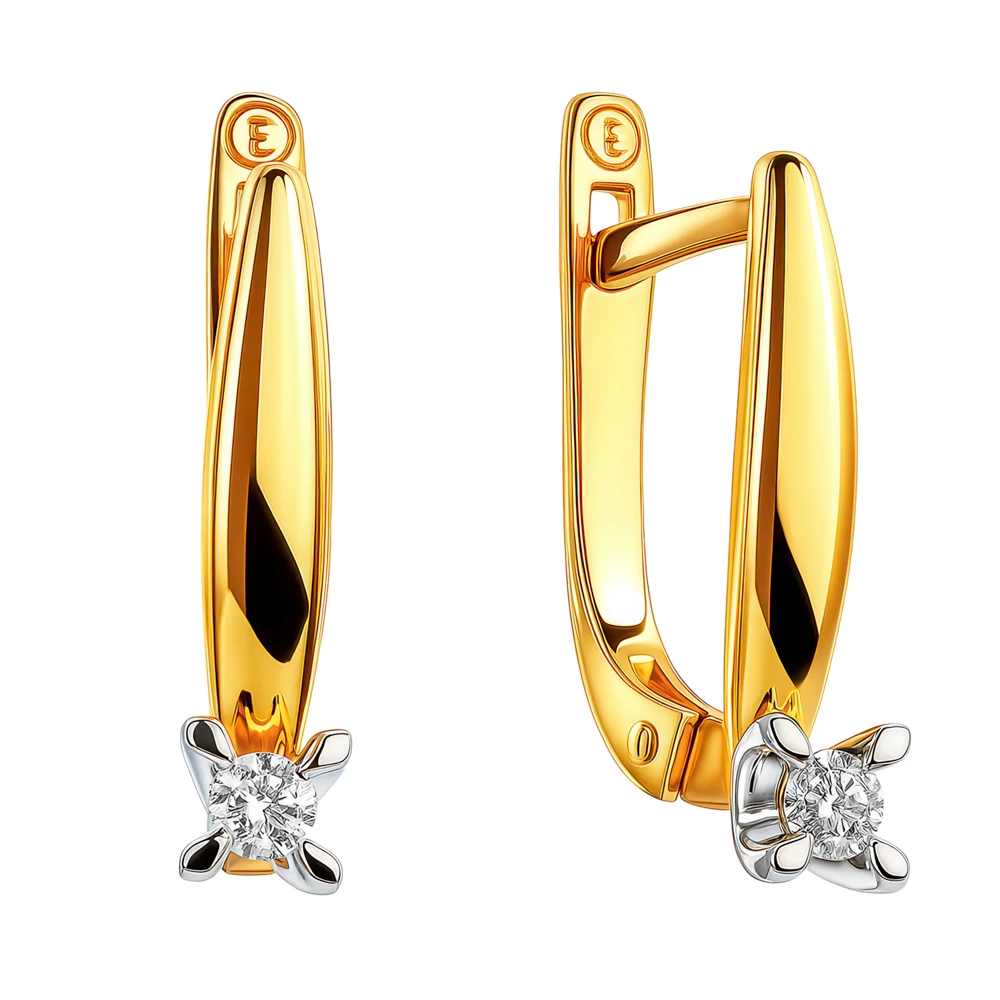 Серьги с бриллиантами из красного золота 585 пробы