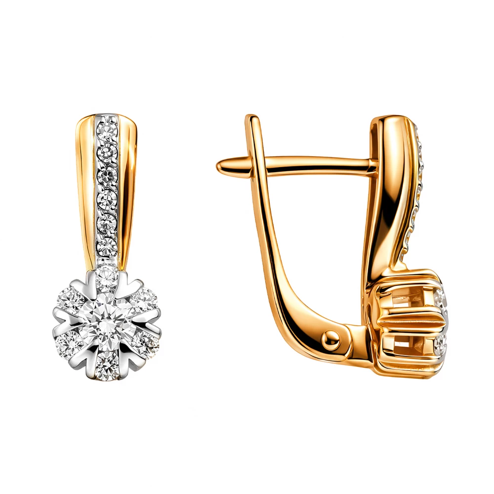 Серьги с бриллиантами из красного золота 585 пробы