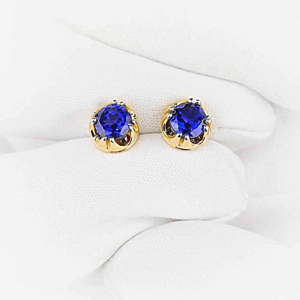 Серьги с сапфирами синтетическими из красного золота 375 пробы 1