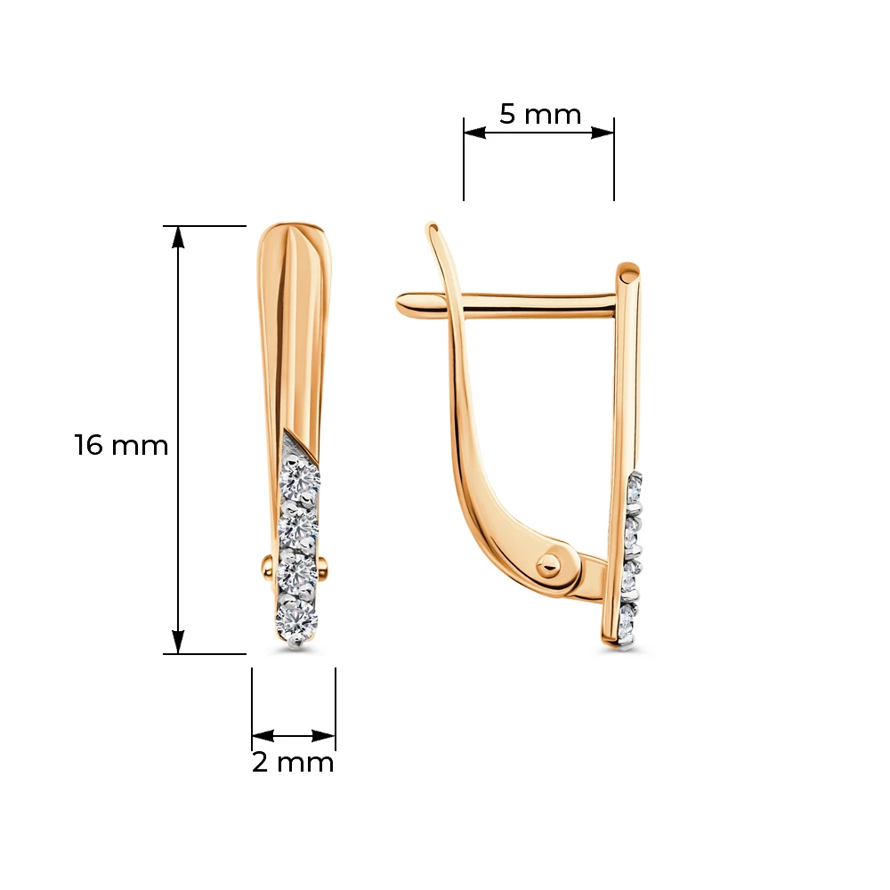 Серьги с бриллиантами из красного золота 585 пробы