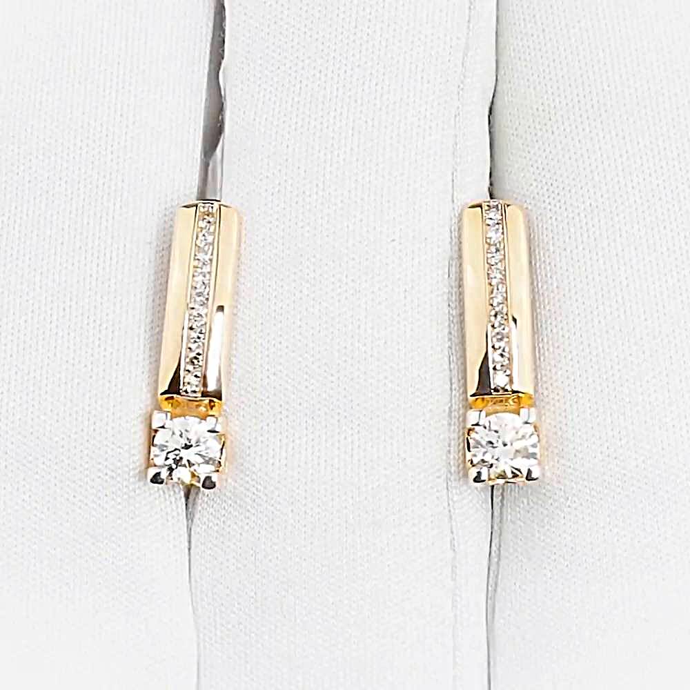 Серьги с бриллиантами из красного золота 585 пробы