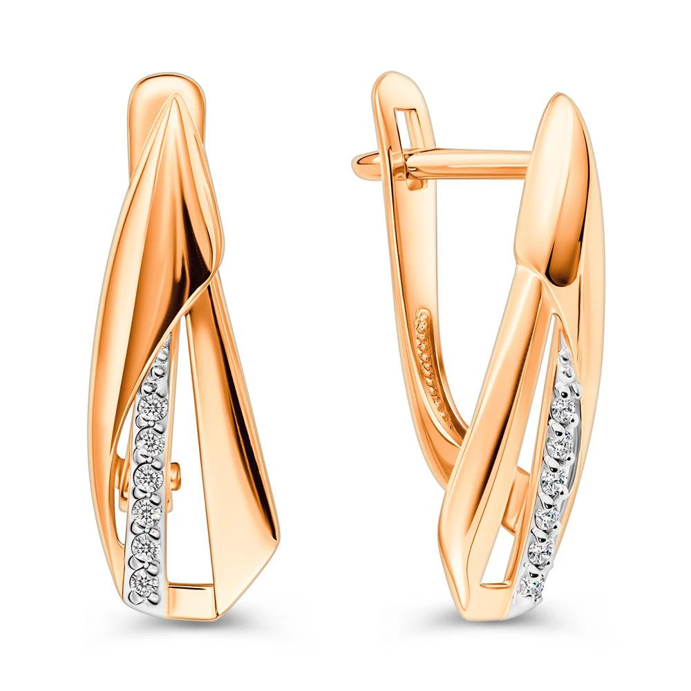 Серьги с бриллиантами из красного золота 585 пробы Серьги с бриллиантами из красного золота 585 пробы