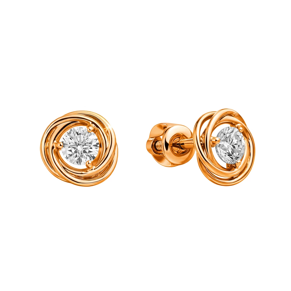 Серьги с бриллиантами из красного золота 585 пробы