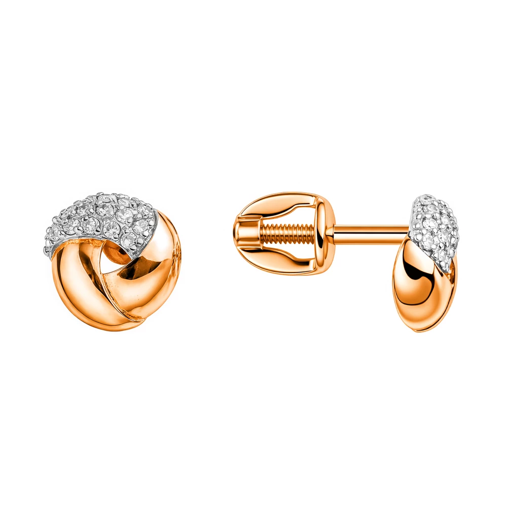 Серьги с бриллиантами из красного золота 585 пробы