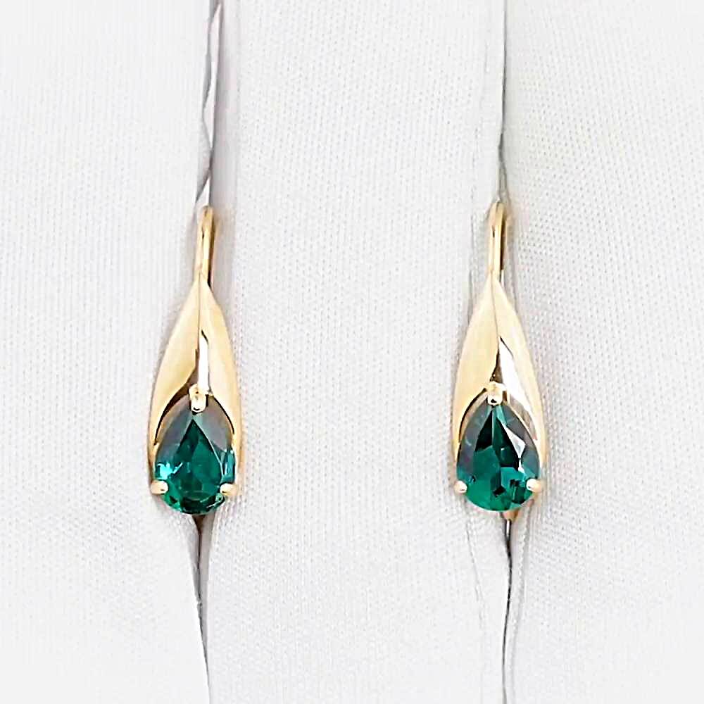 Серьги с гидротермальными изумрудами из красного золота 375 пробы 1