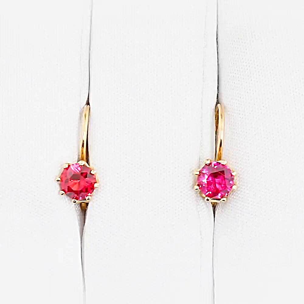 Серьги с рубинами синтетическими из красного золота 375 пробы