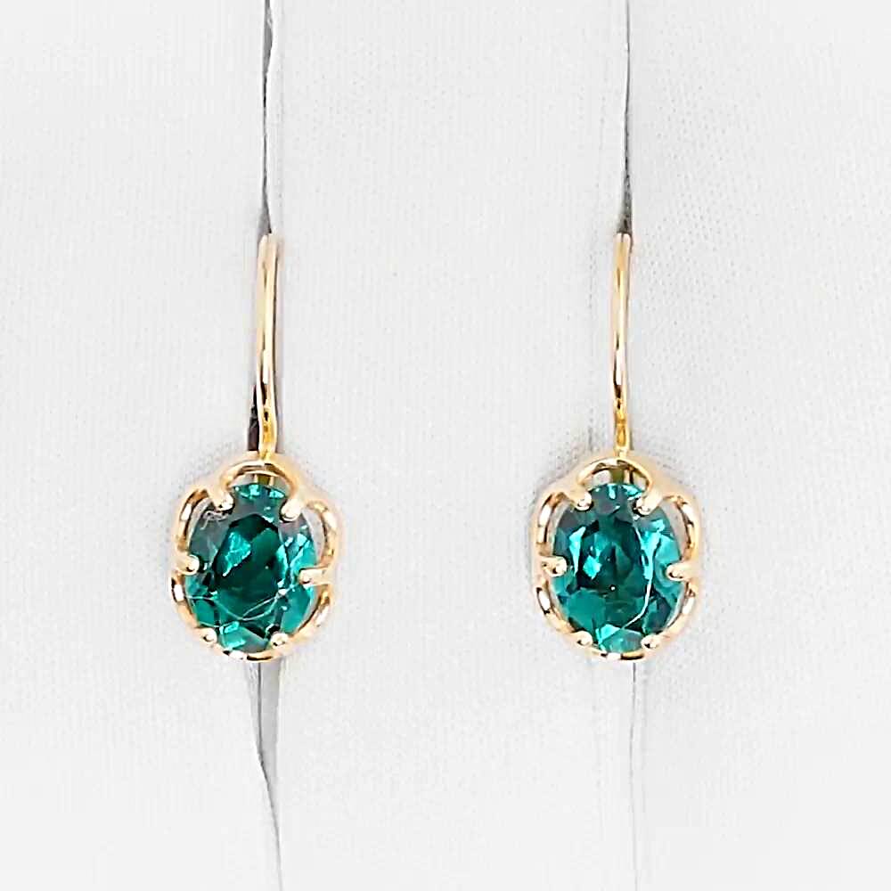 Серьги с гидротермальными изумрудами из красного золота 375 пробы 1