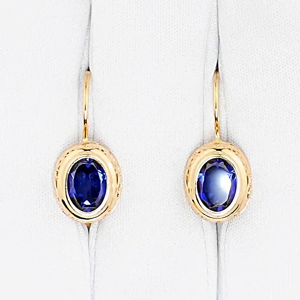 Серьги с сапфирами синтетическими из красного золота 375 пробы 1