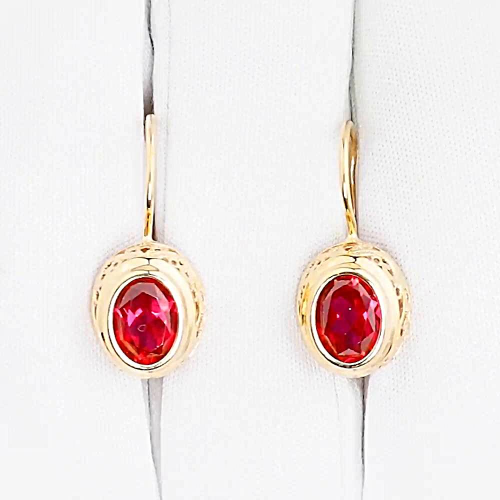 Серьги с рубинами синтетическими из красного золота 375 пробы 1