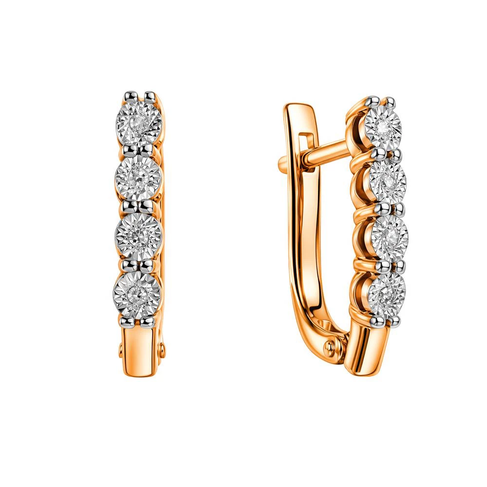 Серьги с бриллиантами из красного золота 585 пробы