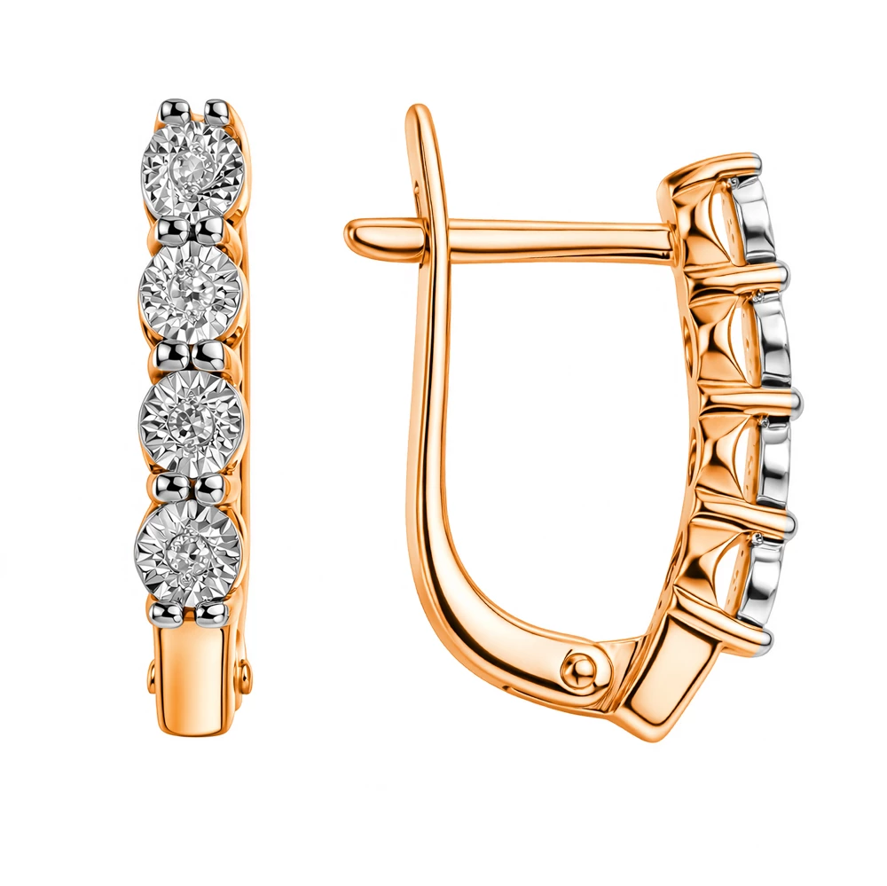 Серьги с бриллиантами из красного золота 585 пробы