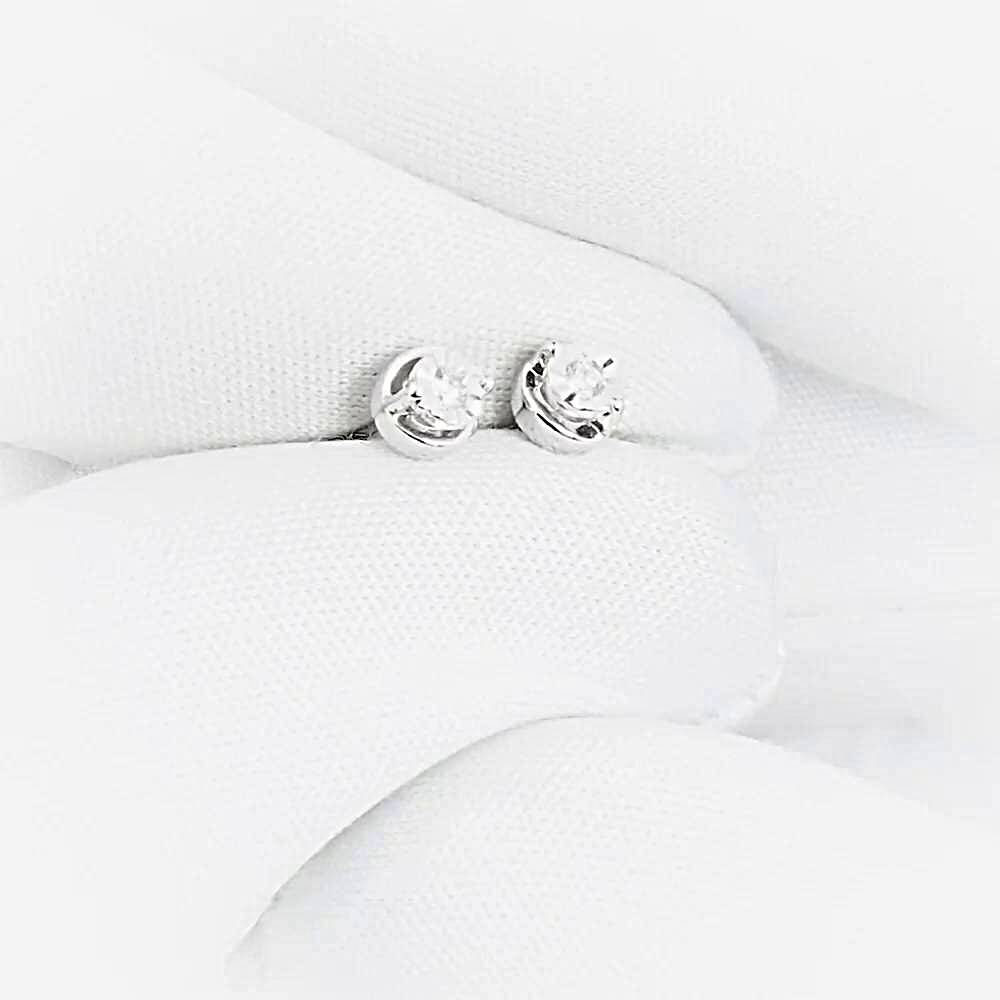 Серьги с бриллиантами из белого золота 585 пробы