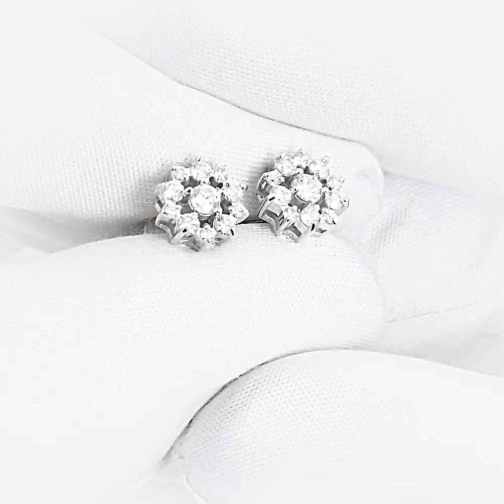 Серьги с бриллиантами из белого золота 585 пробы