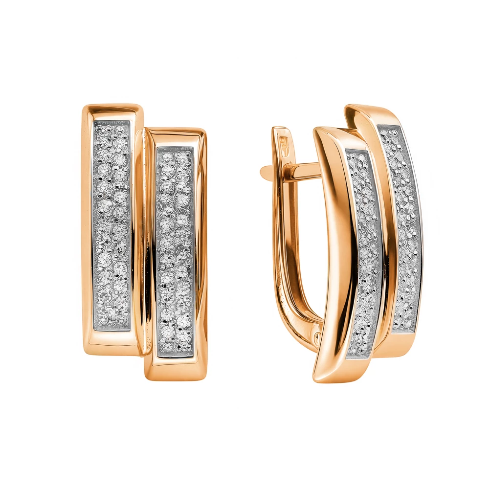 Серьги с бриллиантами из красного золота 585 пробы