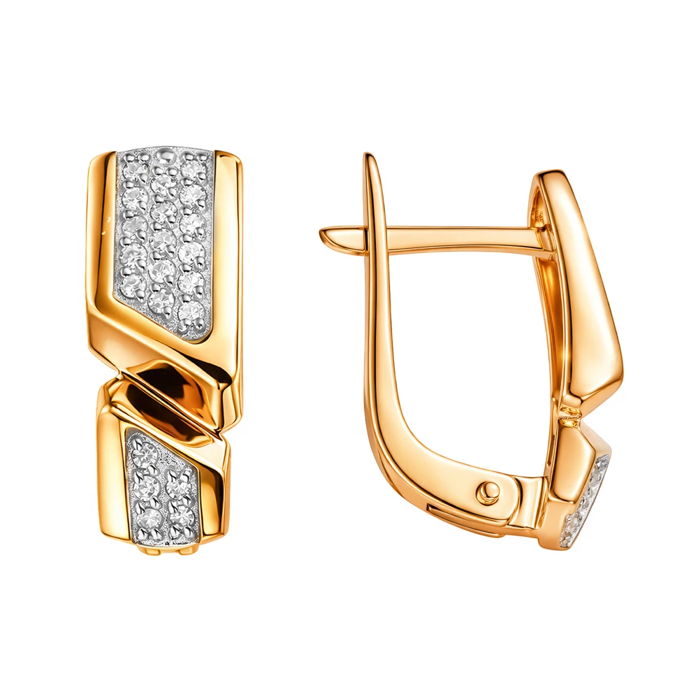 Серьги с бриллиантами из красного золота 585 пробы