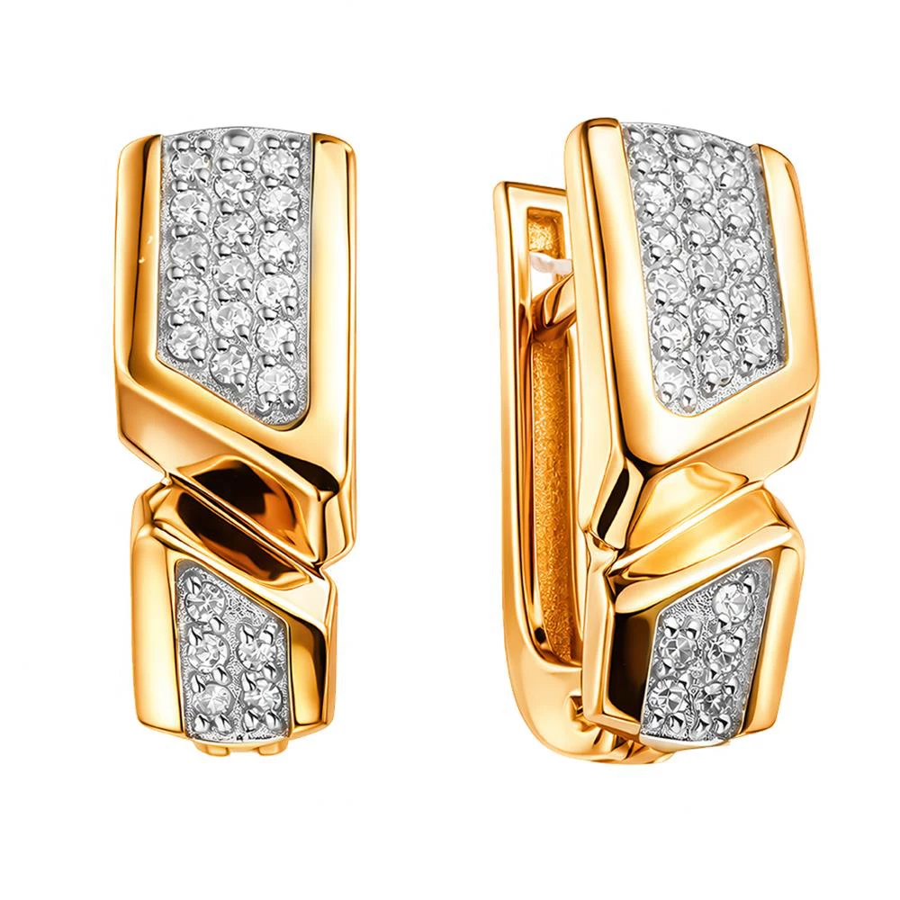 Серьги с бриллиантами из красного золота 585 пробы