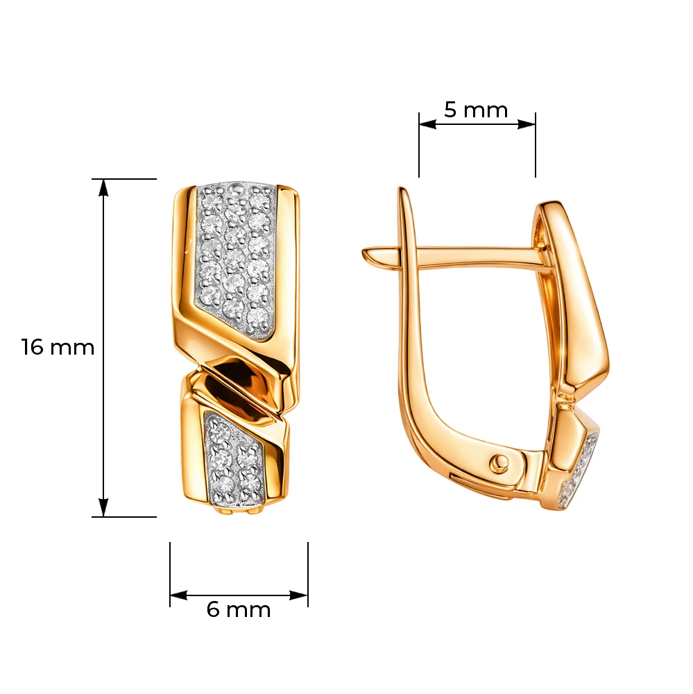 Серьги с бриллиантами из красного золота 585 пробы