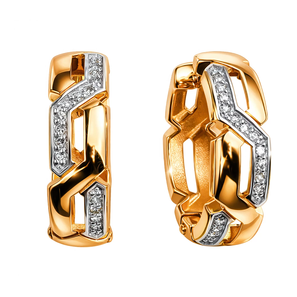 Серьги с бриллиантами из красного золота 585 пробы