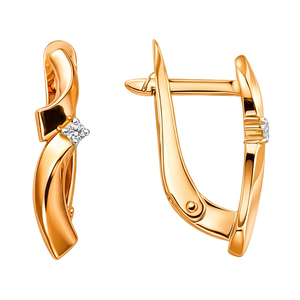 Серьги с бриллиантами из красного золота 585 пробы