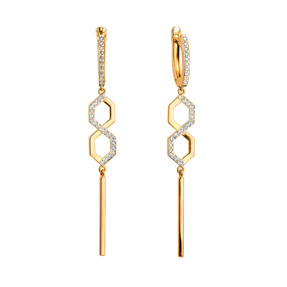 Серьги с бриллиантами из красного золота 585 пробы