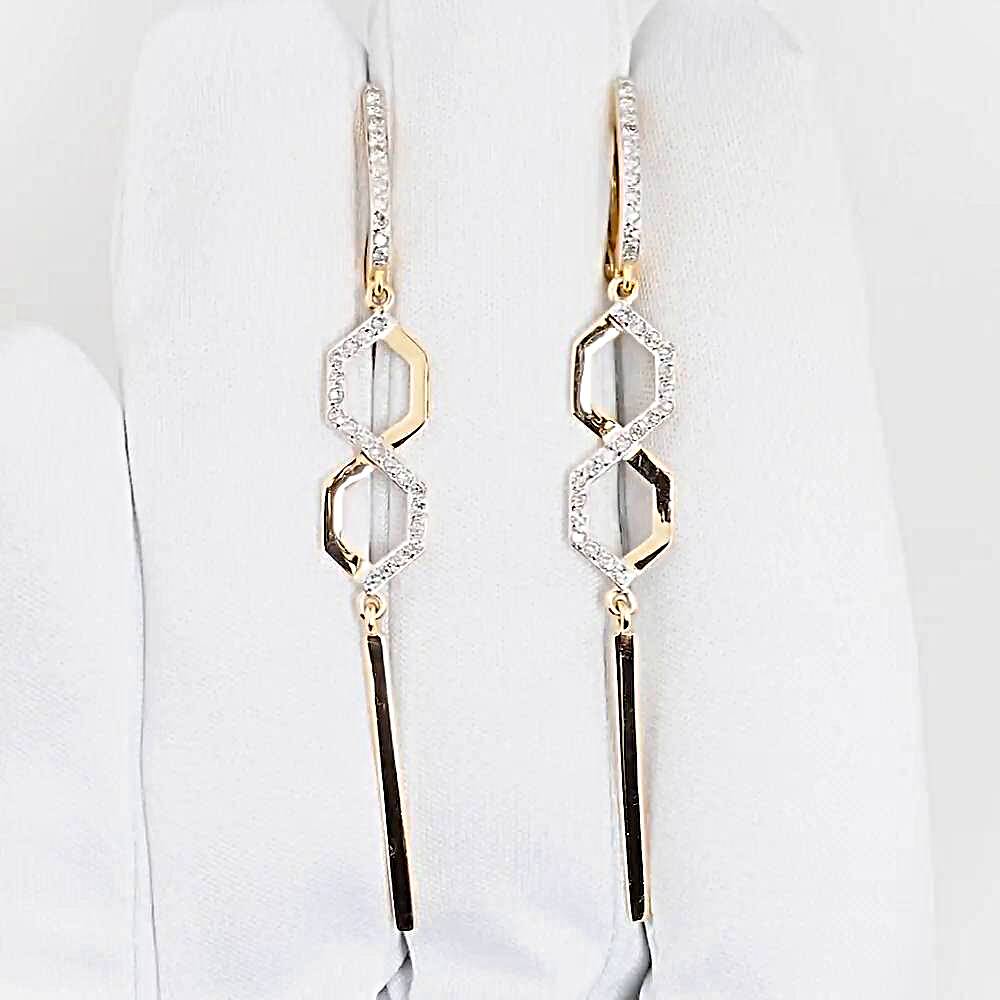 Серьги с бриллиантами из красного золота 585 пробы Серьги с бриллиантами из красного золота 585 пробы