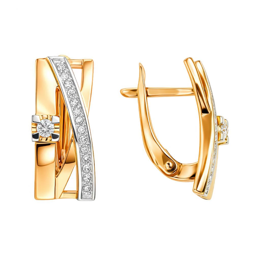 Серьги с бриллиантами из красного золота 585 пробы