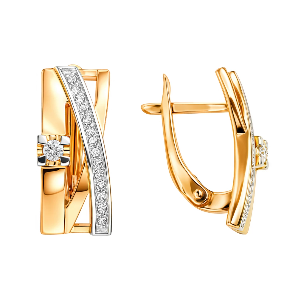 Серьги с бриллиантами из красного золота 585 пробы