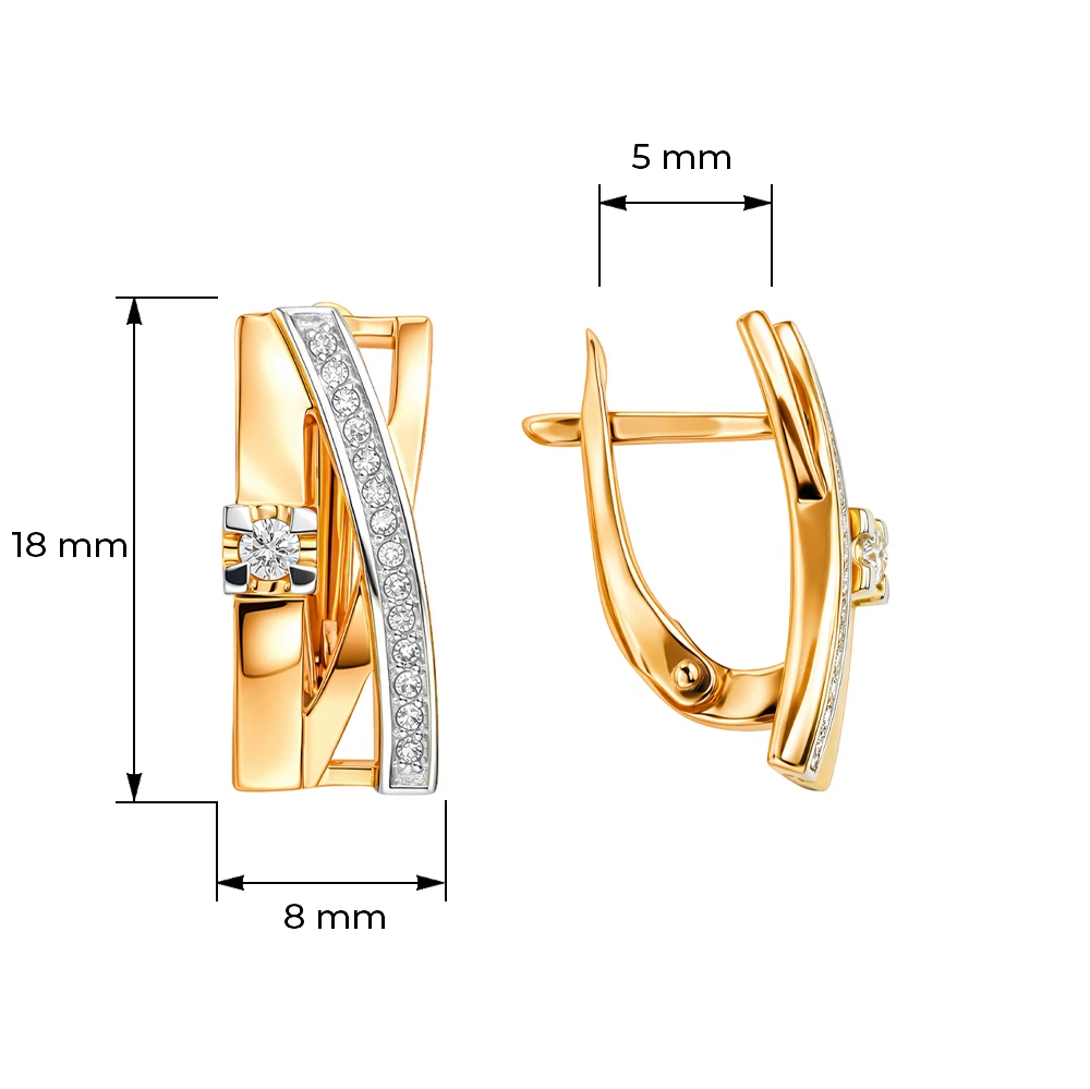 Серьги с бриллиантами из красного золота 585 пробы