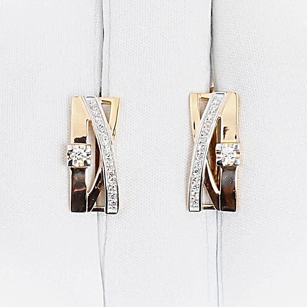 Серьги с бриллиантами из красного золота 585 пробы