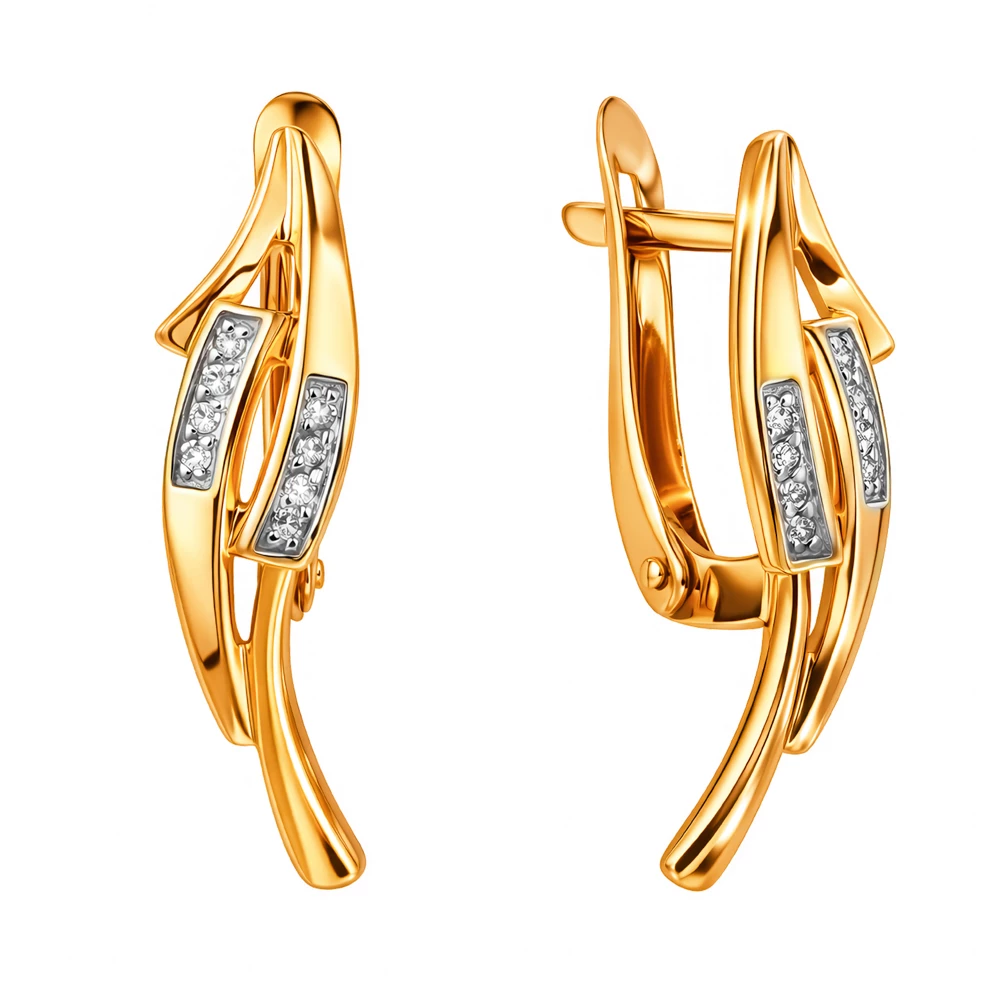 Серьги с бриллиантами из красного золота 585 пробы Серьги с бриллиантами из красного золота 585 пробы