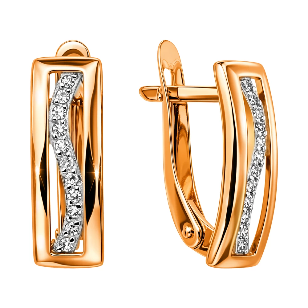 Серьги с бриллиантами из красного золота 585 пробы Серьги с бриллиантами из красного золота 585 пробы