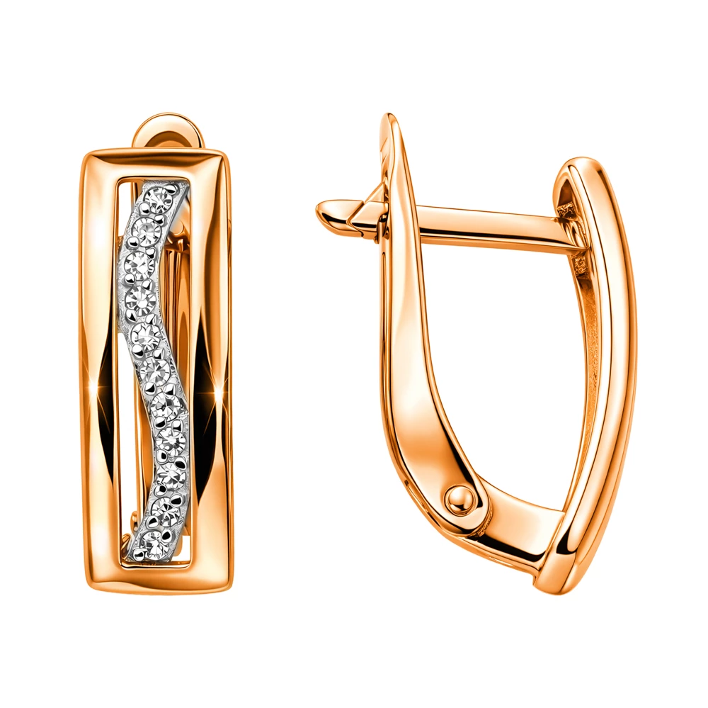 Серьги с бриллиантами из красного золота 585 пробы Серьги с бриллиантами из красного золота 585 пробы