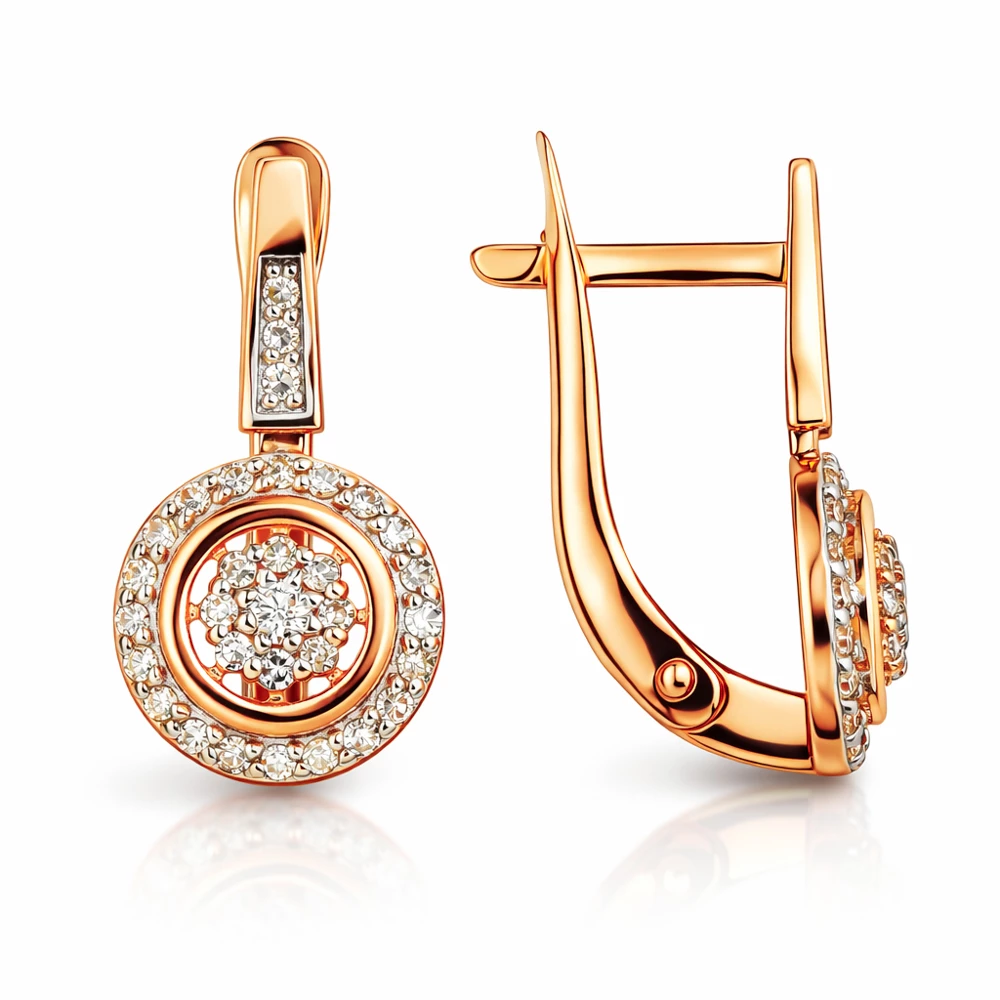 Серьги с бриллиантами из красного золота 585 пробы