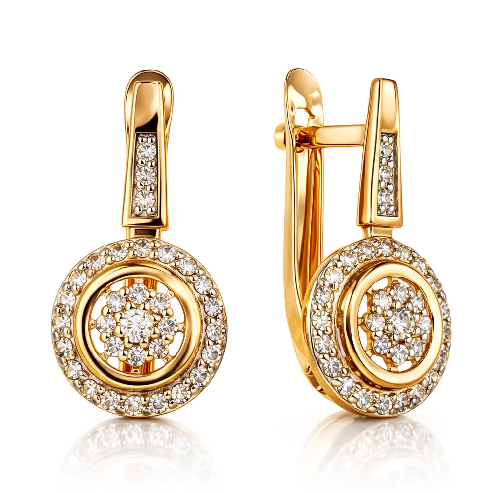 Серьги с бриллиантами из красного золота 585 пробы