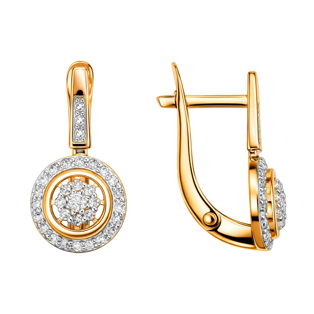 Серьги с бриллиантами из красного золота 585 пробы