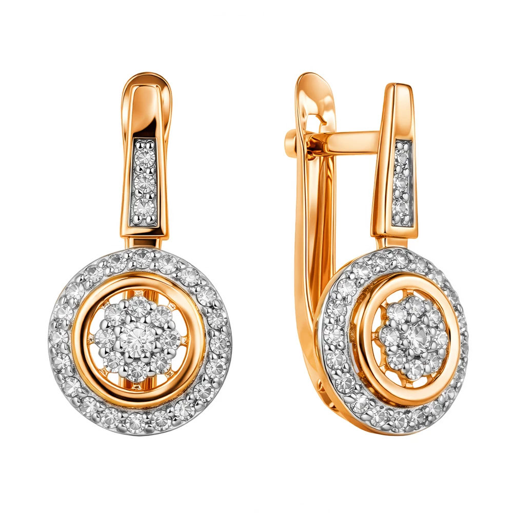 Серьги с бриллиантами из красного золота 585 пробы