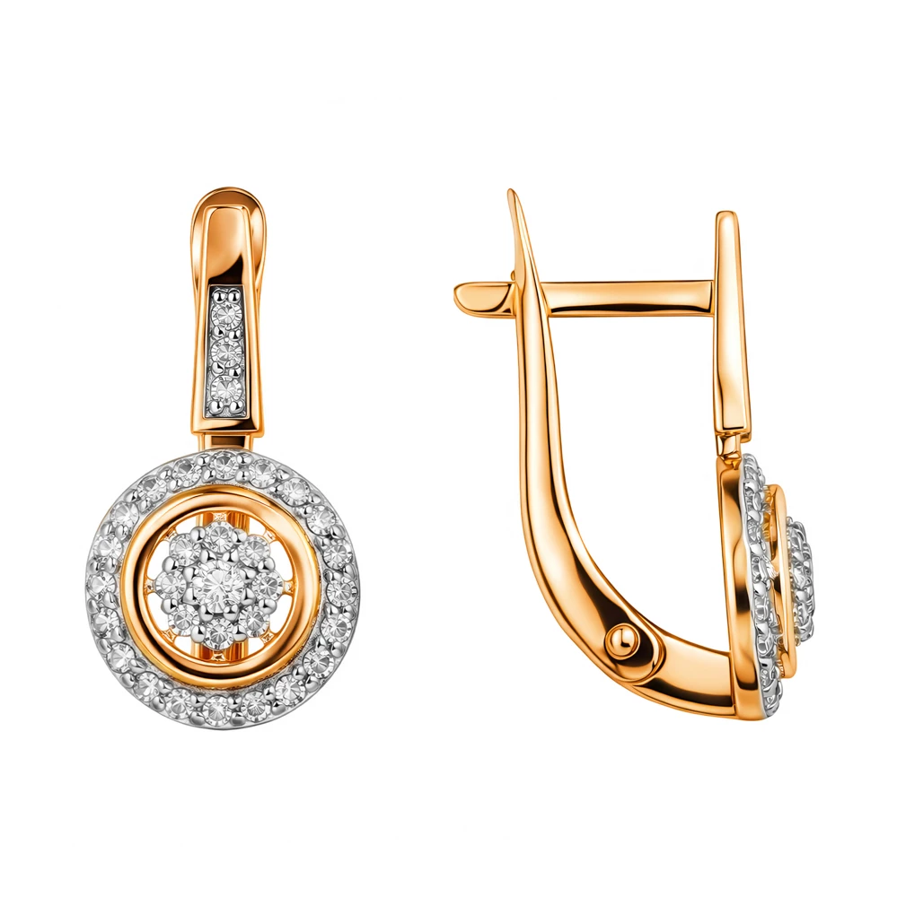 Серьги с бриллиантами из красного золота 585 пробы