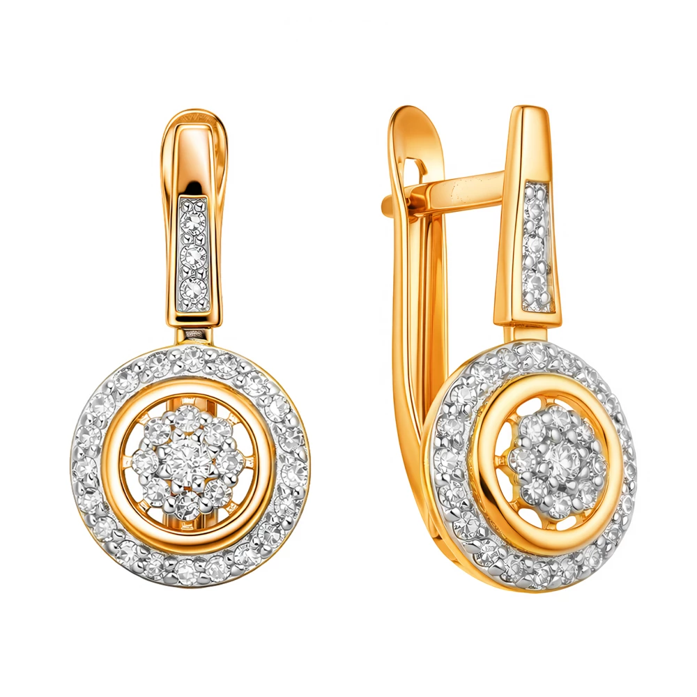 Серьги с бриллиантами из красного золота 585 пробы