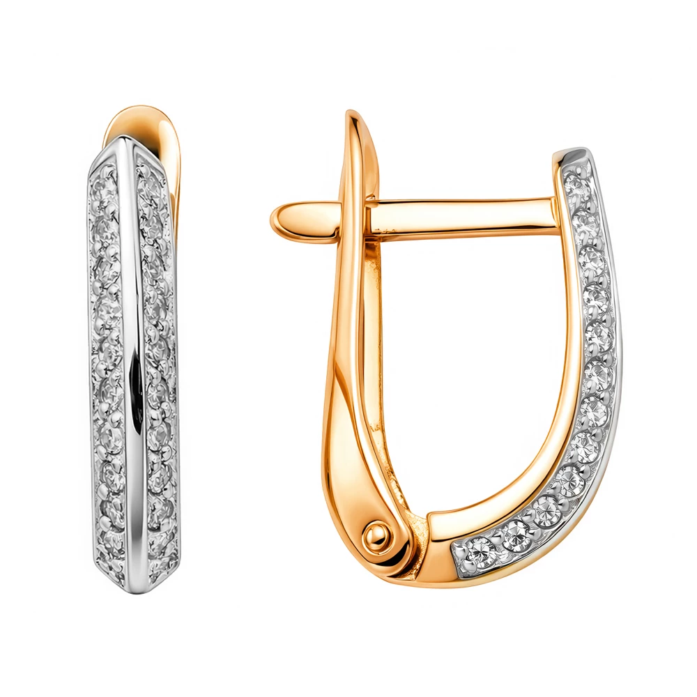 Серьги с бриллиантами из красного золота 585 пробы