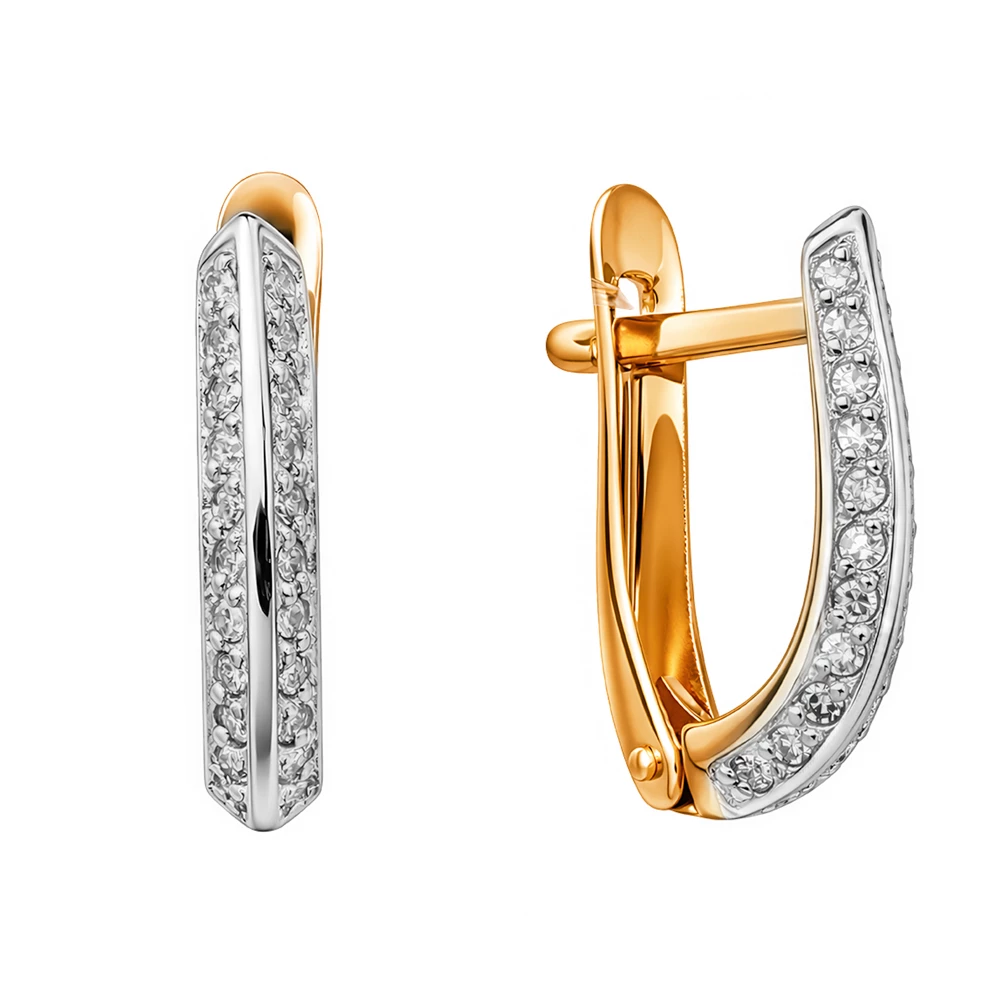 Серьги с бриллиантами из красного золота 585 пробы