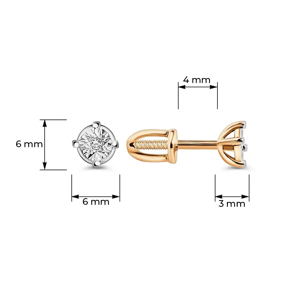 Серьги с бриллиантами из красного золота 585 пробы 4