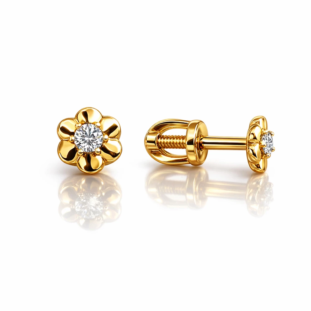 Серьги с бриллиантами из красного золота 585 пробы